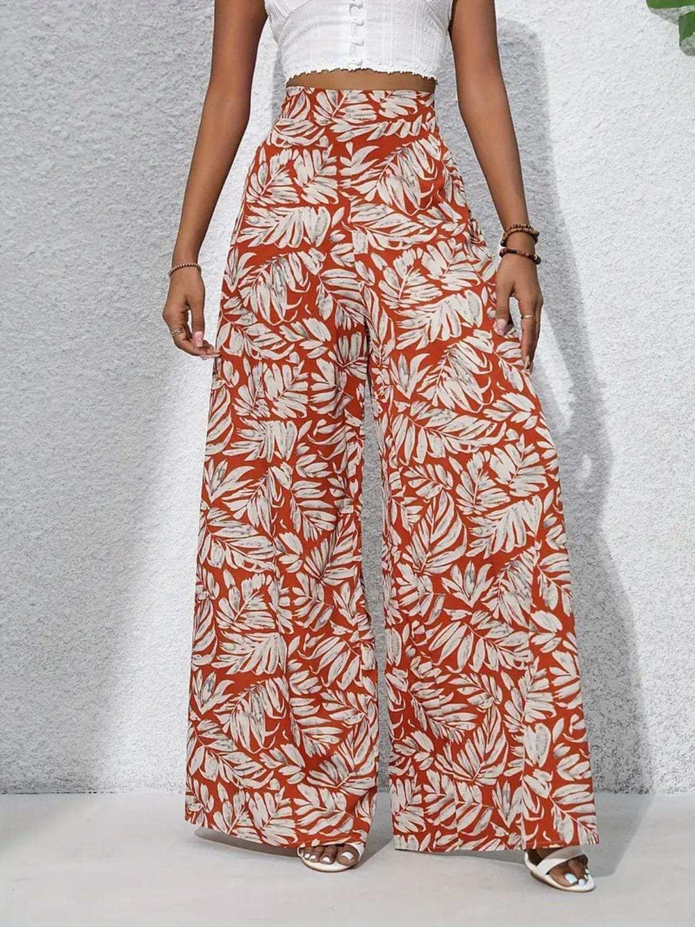 Printed High Waist Wide Leg Pants - Trendsi - Flyclothing LLC