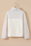 Mock Neck Long Sleeve Sherpa Sweatshirt - Trendsi - Flyclothing LLC