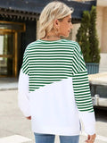 Slit Contrast Striped Long Sleeve Sweatshirt - Trendsi - Flyclothing LLC