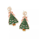 Christmas Tree Dangle Earrings with Pearl - Trendsi - Flyclothing LLC