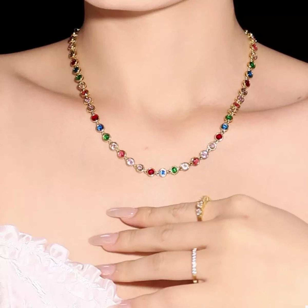 18K Gold-Plated Zircon Necklace - Trendsi - Flyclothing LLC