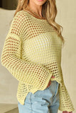 Openwork Round Neck Dropped Shoulder Knit Cover Up - Trendsi - Flyclothing LLC