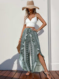 Slit Ruffled Geometric Wide Leg Pants - Trendsi - Flyclothing LLC