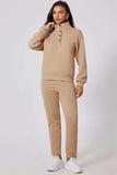Half Snap Turtleneck Top and Pants Active Set - Trendsi - Flyclothing LLC