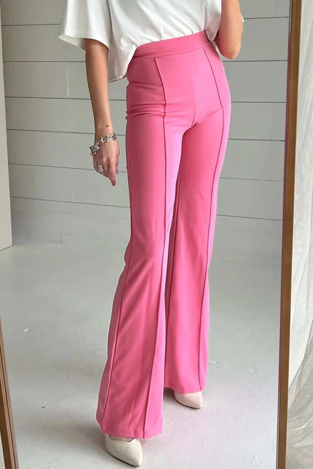 High Waist Straight Leg Pants - Trendsi - Flyclothing LLC