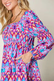Double Take Full Size Printed Long Sleeve Dress - Trendsi - Flyclothing LLC