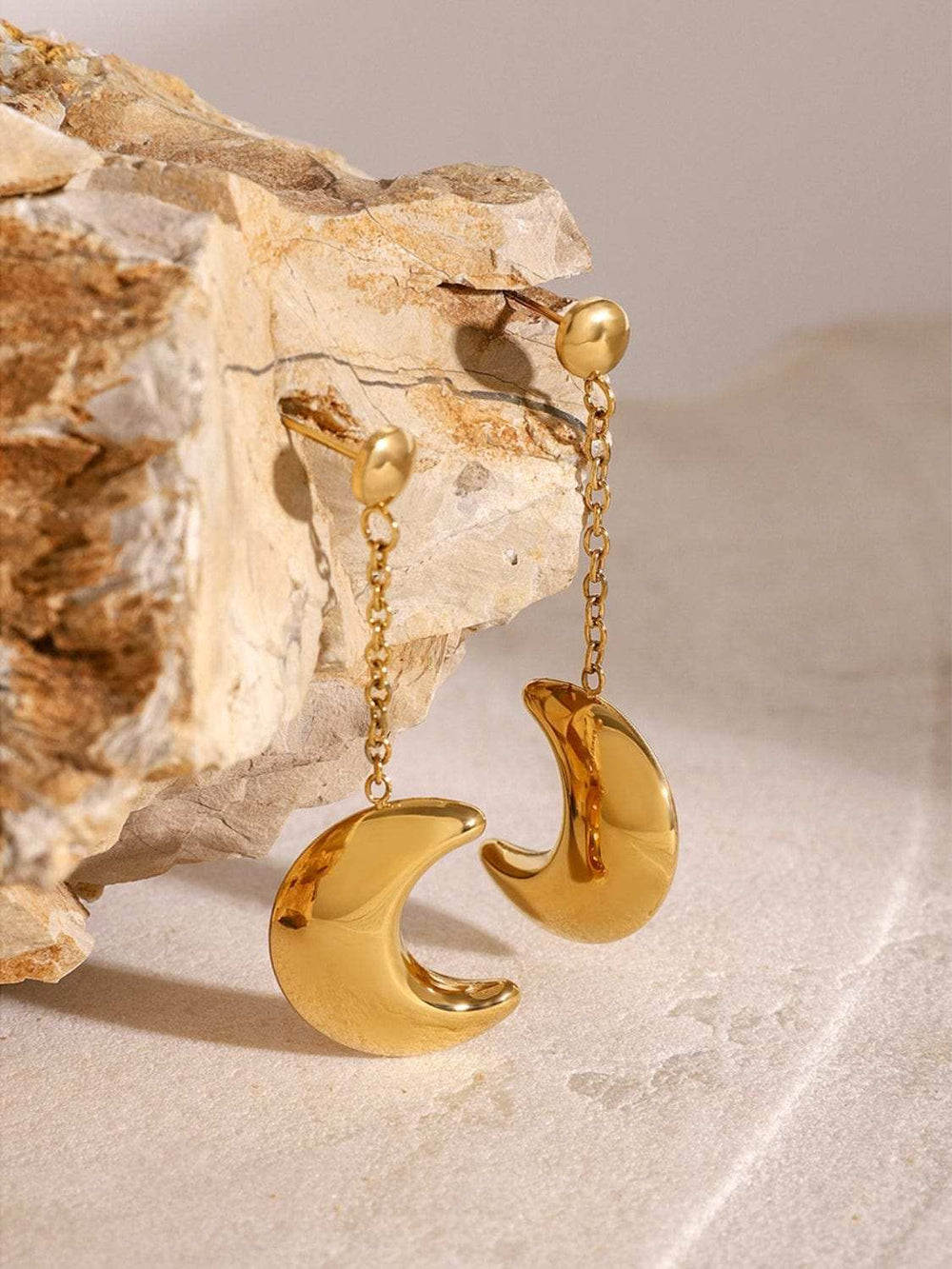Stainless Steel Moon Dangle Earrings - Trendsi - Flyclothing LLC