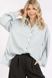 Mittoshop Button Down Striped Long Sleeve Shirt - Trendsi - Flyclothing LLC