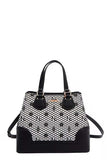 Nicole Lee USA Monogram Pattern Handbag with Rhinestones Decor - Trendsi - Flyclothing LLC