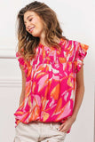 BiBi Smocked Yoke Ruffled Floral Top - Trendsi - Flyclothing LLC