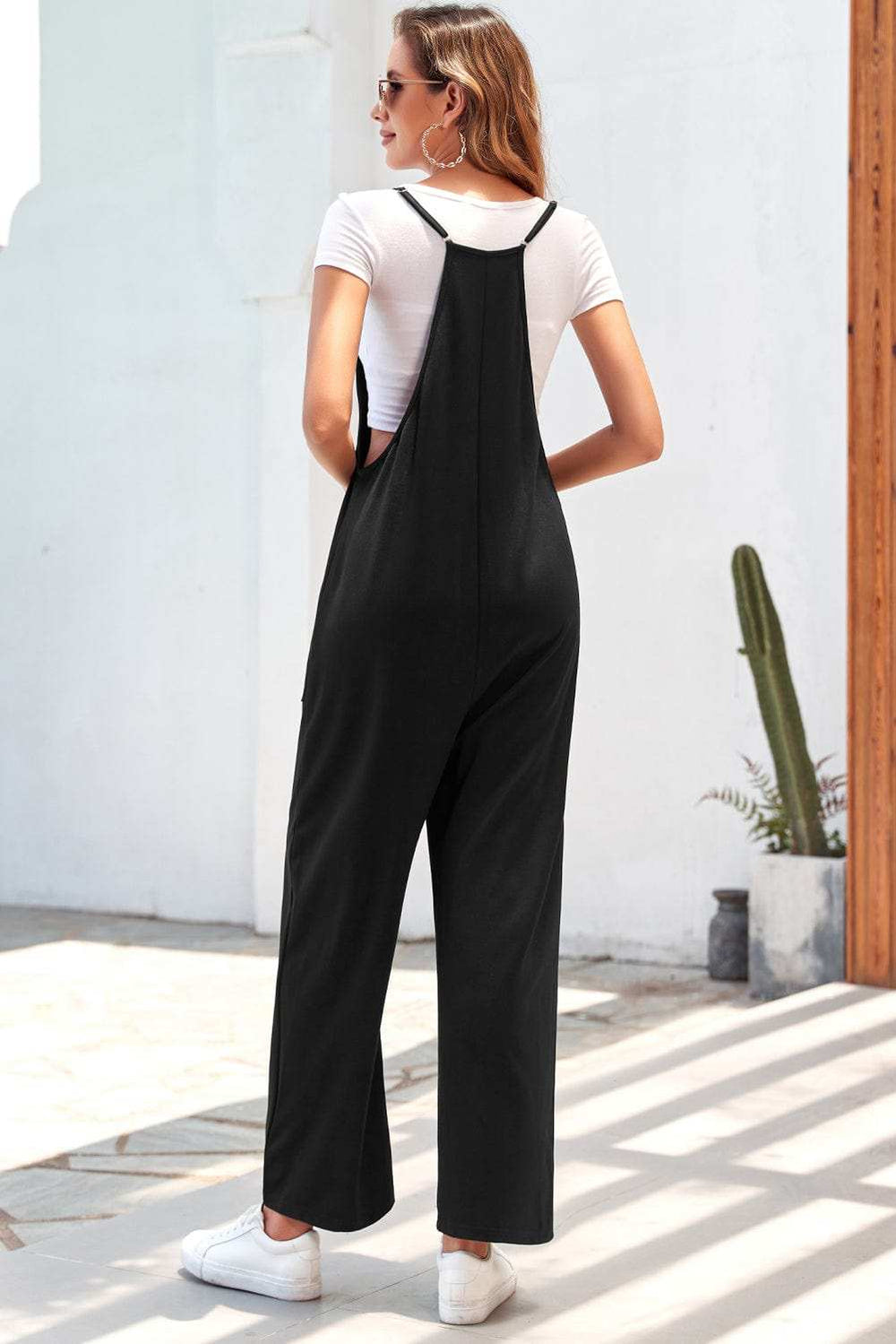 Pocketed Spaghetti Strap Wide Leg Jumpsuit - Trendsi - Flyclothing LLC