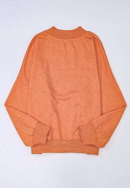 Mock Neck Dropped Shoulder Sweatshirt - Trendsi - Flyclothing LLC