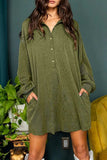 Half Button Collared Neck Long Sleeve Dress - Trendsi - Flyclothing LLC