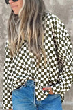 Checkered Collared Neck Long Sleeve Shirt - Trendsi - Flyclothing LLC