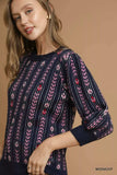 Umgee Jacquard Knit Puff Sleeve Sweater - Trendsi - Flyclothing LLC