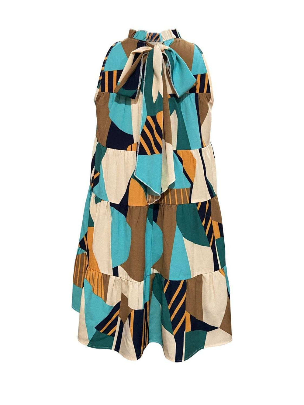 Printed Mock Neck Mini Dress - Trendsi - Flyclothing LLC