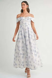 MABLE Floral Printed Off Shoulder Maxi Dress - Trendsi - Flyclothing LLC