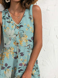 FAM-FAM Printed V-Neck Sleeveless Mini Dress - Trendsi - Flyclothing LLC