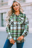 Plaid Pocketed Button Down Shacket - Trendsi - Flyclothing LLC