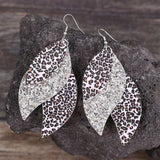 PU Leather Leopard Leaf Earrings - Trendsi - Flyclothing LLC