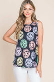 BOMBOM Round Neck Smiley Face Tank - Trendsi - Flyclothing LLC