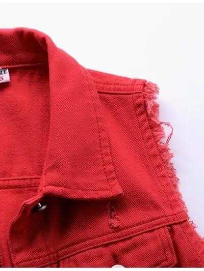 Full Size Button Down Raw Hem Sleeveless Denim Jacket Plus Size - Trendsi - Flyclothing LLC