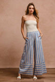BiBi Striped Wide Leg Pants with Pockets - Trendsi - Flyclothing LLC