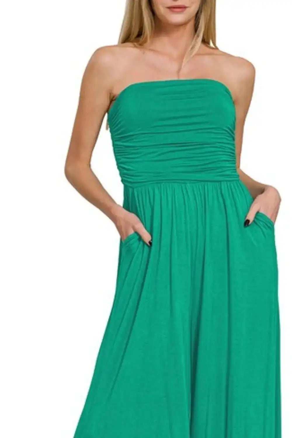 Zenana Double Layered Strapless Tube Top Jumpsuit - Trendsi - Flyclothing LLC