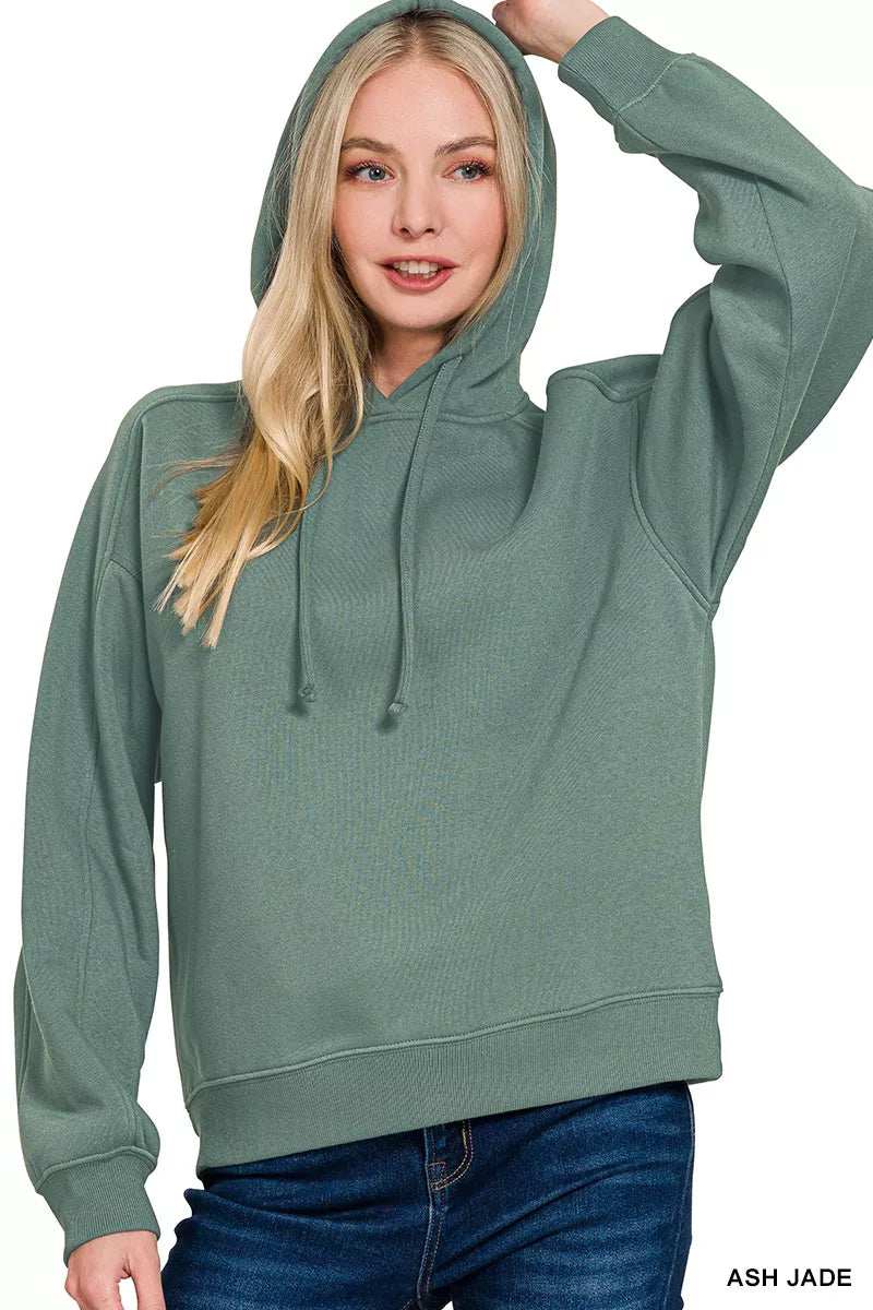 Zenana Drawstring Relaxed Fit Fleece Hoodie - Trendsi - Flyclothing LLC