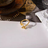 18K Gold-Plated Flower Bee Open Ring - Trendsi - Flyclothing LLC