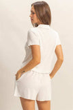 HYFVE Textured Short Sleeve Top and Drawstring Shorts Knit Set - Trendsi - Flyclothing LLC