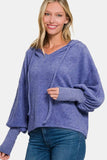 Zenana Brushed Hacci Drop Shoulder Cropped Hoodie - Trendsi - Flyclothing LLC