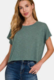 Zenana Round Neck Short Sleeve Crop T-Shirt - Trendsi - Flyclothing LLC