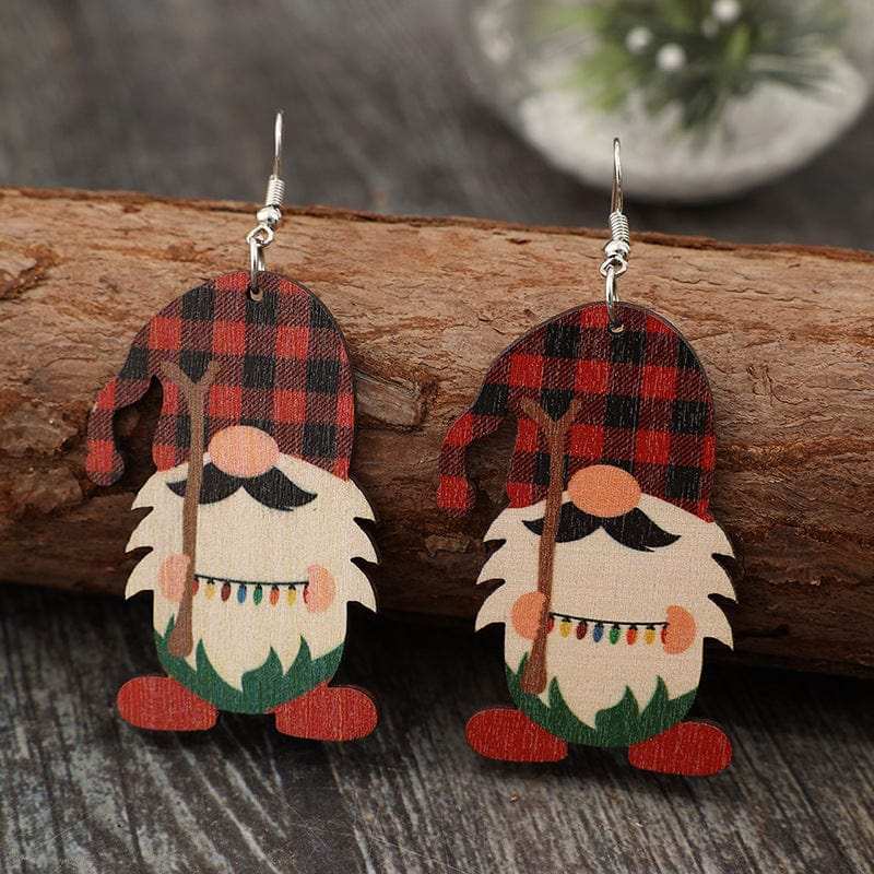 Wooden Pointed Hat Gnome Earrings - Trendsi - Flyclothing LLC