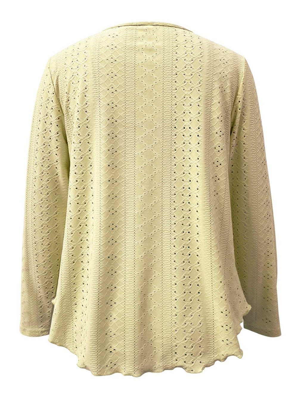 Eyelet Long Sleeve Blouse - Trendsi - Flyclothing LLC