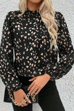 Printed Mock Neck Balloon Sleeve Blouse - Trendsi - Flyclothing LLC