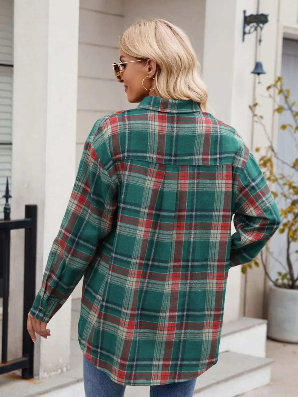 Plaid Button Up Long Sleeve Shirt - Trendsi - Flyclothing LLC