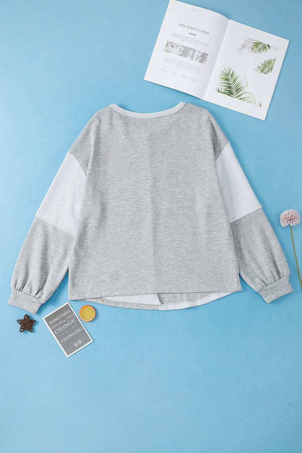 Color Block Double Chest Pocket Boat Neck Top - Trendsi - Flyclothing LLC