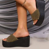 Open Toe Wedge Sandals - Trendsi - Flyclothing LLC