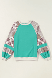 Printed Round Neck Long Sleeve Blouse - Trendsi - Flyclothing LLC