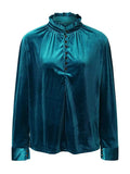 Half Button Long Sleeve Blouse - Trendsi - Flyclothing LLC