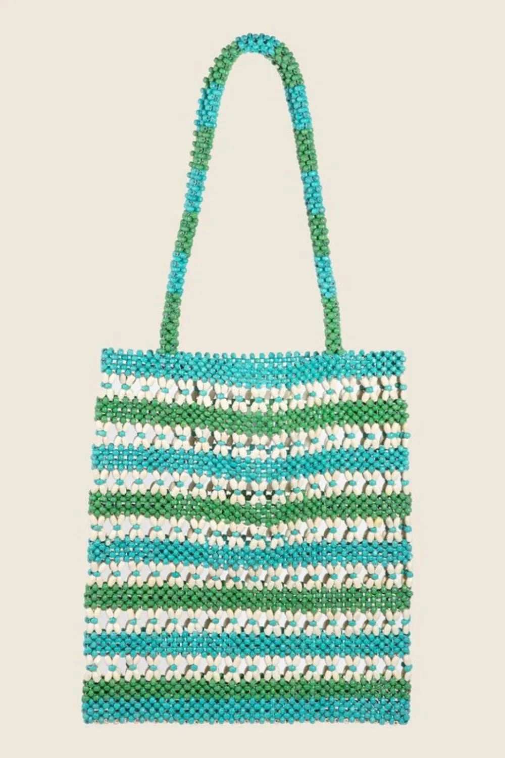 Fame Contrast Wooden Beaded Tote Bag - Trendsi - Flyclothing LLC