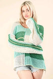VERY J Color Block Oversized Summer Knit Cover Up - Trendsi - Flyclothing LLC