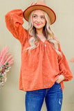 And The Why Swiss Dot V Neck Balloon Sleeve Woven Blouse - Trendsi - Flyclothing LLC