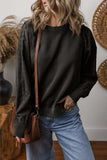Eyelet Round Neck Long Sleeve Sweatshirt - Trendsi - Flyclothing LLC