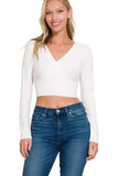 Zenana Ribbed Surplus Waist Band Long Sleeve Top - Trendsi - Flyclothing LLC