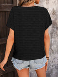 Round Neck Short Sleeve Blouse - Trendsi - Flyclothing LLC