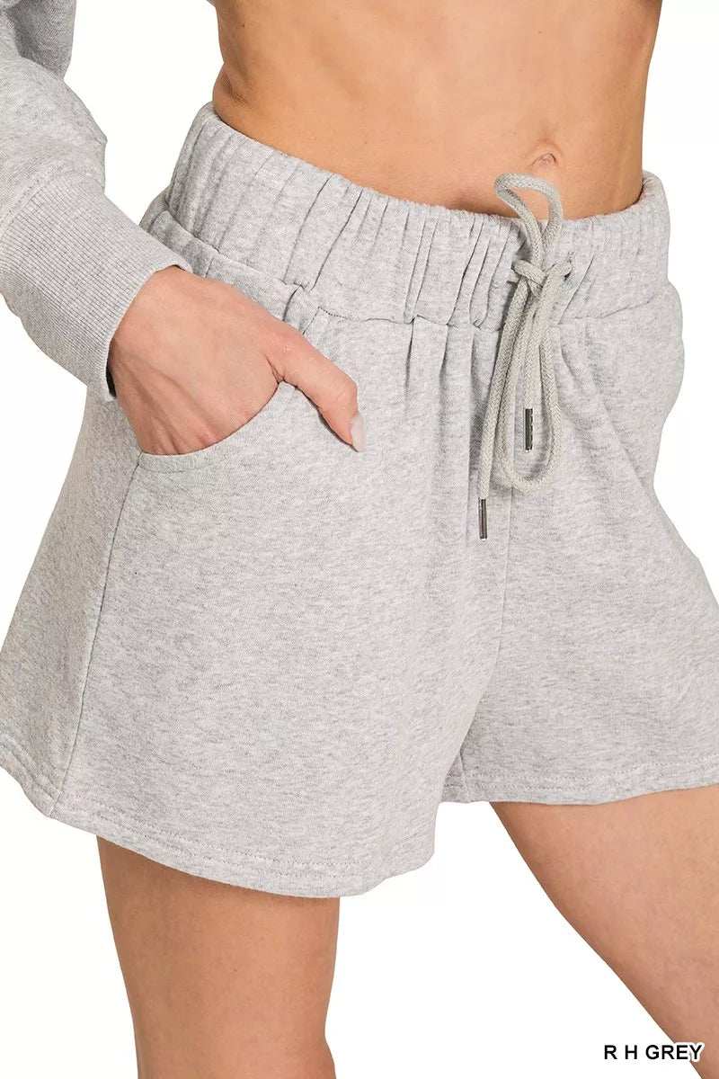 Zenana Fleece Long Sleeve Sweatshirts & Shorts Set - Trendsi - Flyclothing LLC