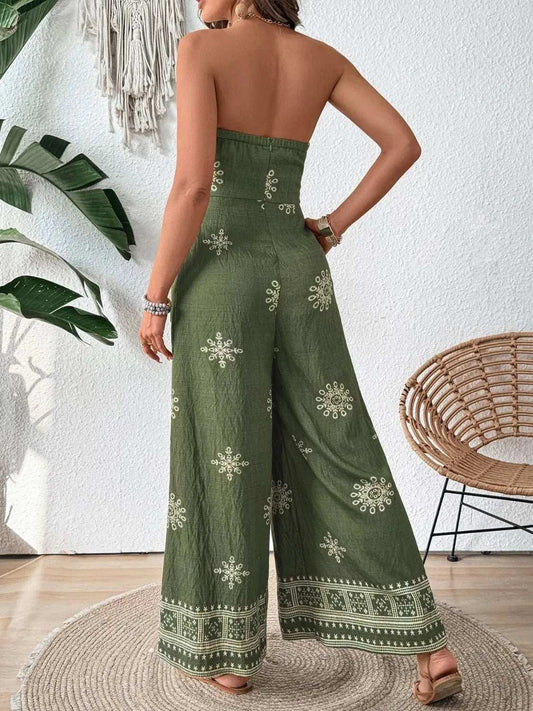 Printed Wide Leg Tube Jumpsuit - Trendsi - Flyclothing LLC