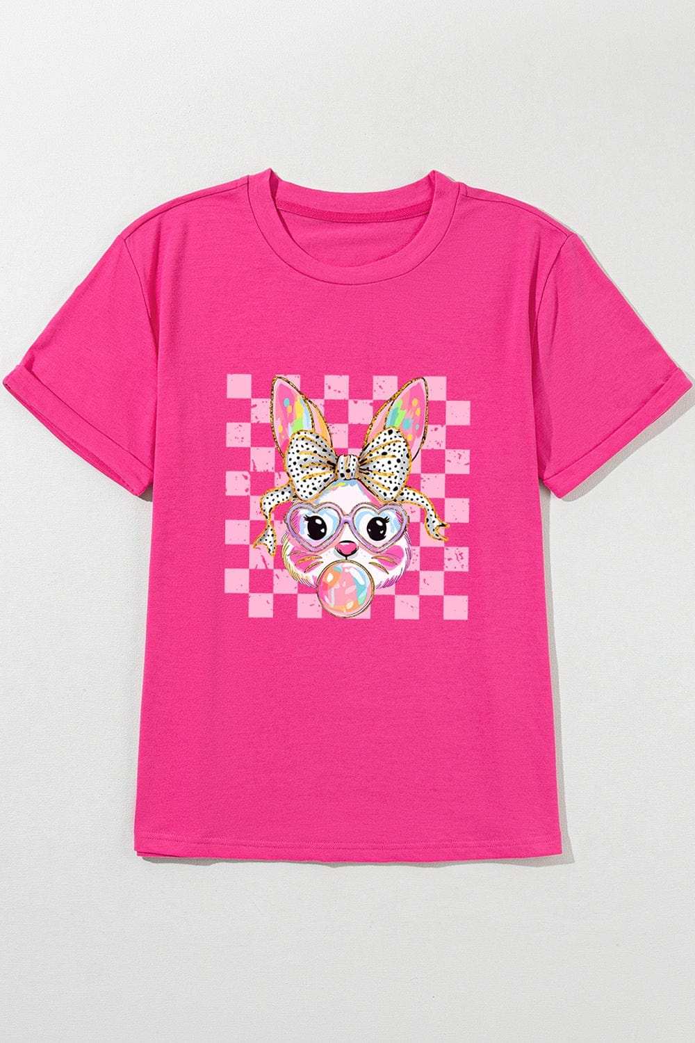 Rabbit Graphic Round Neck Short Sleeve T-Shirt - Trendsi - Flyclothing LLC